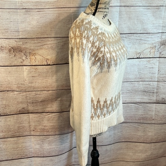 Club Monaco Tumblinah Fair Isle Sweater Crewneck Natural Size Small Chunky Knit - Picture 5 of 12